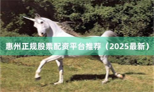 惠州正规股票配资平台推荐（2025最新）